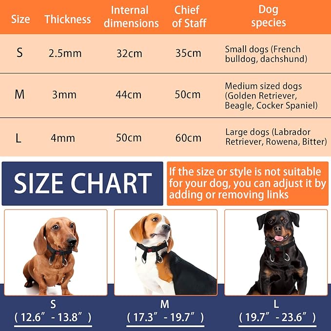 Dog Training Collar, Stainless Steel with Soft Rubber Cap, Adjustable with Quick Release Buckle (M)