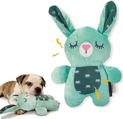 Green Bunny Plush Squeaky Dog Toy for Chewers Puppy Teething Chew Toy Cute Soft Funny Indoor Outdoor Interactive Rabbit Stuffed Animal Dog Toy for Small Medium Large Dogs Toy Gift 26cm/10.24in