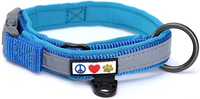 Pawtitas Lumberjack Padded Martingale Collar for Dogs | Soft Neoprene Dog Collar for Your pet's Comfort Made with Reflective Band for Maximum Visibility | Fits Small and Large Pets - XXS Blue