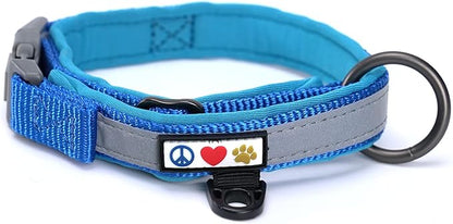 Pawtitas Lumberjack Padded Martingale Collar for Dogs | Soft Neoprene Dog Collar for Your pet's Comfort Made with Reflective Band for Maximum Visibility | Fits Small and Large Pets - XS Blue