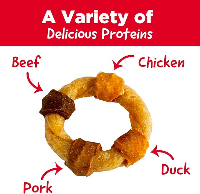 Country Kitchen Rawhide Free Kabob Rings Dog Chews, Made with Real Chicken, Beef, Pork, and Duck, 5 Count (Pack of 2)