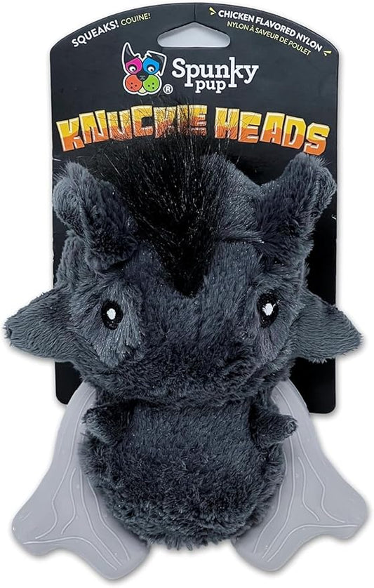 Spunky pup Knucklehead Durable Dog Toy - 2-in-1 Plush & Chew Toy for Aggressive Chewers, Chicken-Flavored Dental Chew, Durable Double-Stitched Squeaker- Warthog