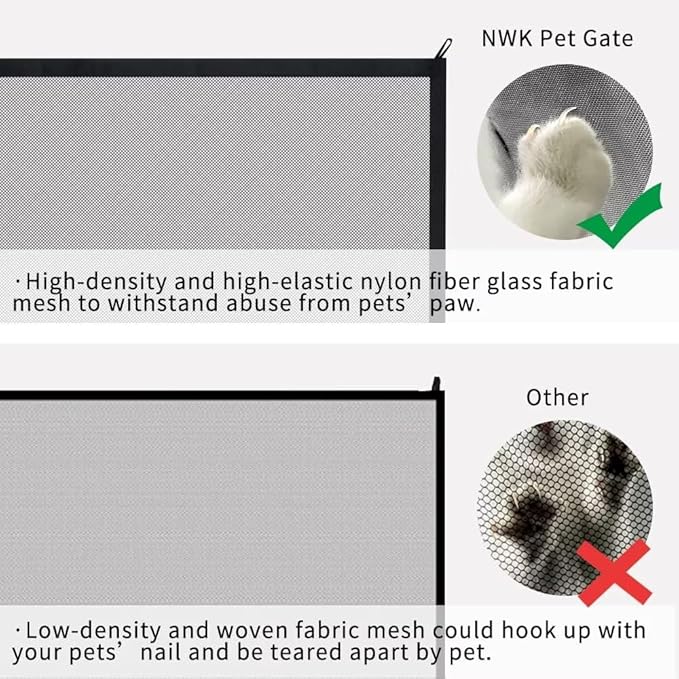 NWK Magic Dog Gate for Stairs Pet Gate for The House Providing a Safe Enclosure for Pets to Play and Rest, 6 Hooks Design (38'' X 30'')