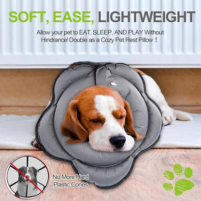 Dog Cone Collar for Large Dogs, Soft Inflatable Dog Donut Alternative After Surgery, Adjustable Protective Pet Recovery Collar, Donut Recovery Collar Prevents Licking for Dogs (Gray, L)