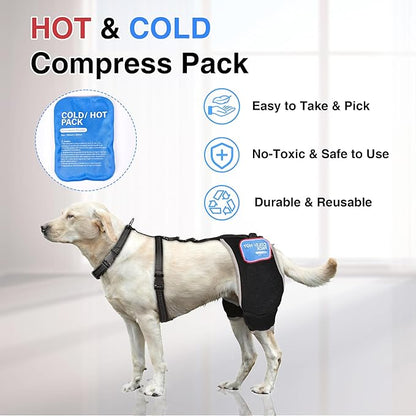 Dog Hip Dysplasia Brace with Removable Hot/Cold Pack — Breathable, Comfortable Hip & Rear-Leg Support for Mild ACL, Knee Instability & Mobility Comfort, Size L