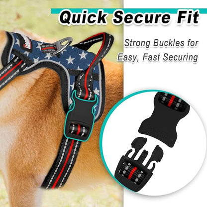 BARKBAY Dog Harness No Pull Mesh for Medium Dogs - Adjustable, Reflective, Comfortable, No Choke, Heavy-Duty - Perfect for Outdoor Training, Walking, and Hiking - Strong & Durable - M & Blue Star Mesh