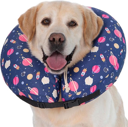 Inflatable Dog Cone Collar,Waterproof Soft Dog Donut Cone for Large Medium Small Dogs Cats, Recovery Pet E-Collar Alternatives After Surgery (Planet,X-Large)