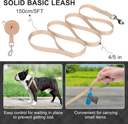 BEAUTYZOO Step in Dog Harness Collar and Leash Set for Small Medium Large Dogs, No Pull No Choke Puppy Harness,Soft Mesh Reflective Pet Padded Vest Adjustable for Doggie Girl or Boy,Chihuahua,Beige XS