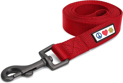 Pawtitas Solid 6 ft Red Dog Leash XXS/Cat Custom Name and Phone Embroidery Strong Nylon Leash for Small Breeds
