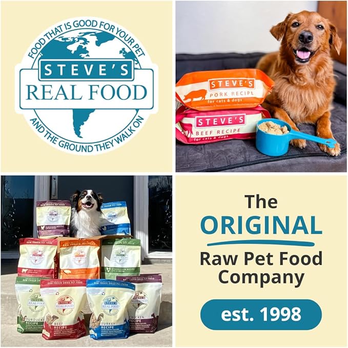 Steve's Real Food Freeze-Dried Raw Nuggets - Turkey Recipe - Raw Pet Food for Dogs and Cats - 20 oz