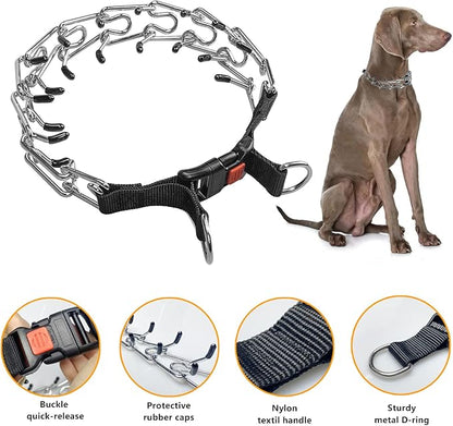 Prong Collar for Large Dogs, Dog Pinch Collar,Dog Choker Collar,High Strength Quick Release Metal Buckle,Comfort Rubber Tips,for Large Dog