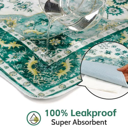Washable Pee Pads for Dogs 2 Pack Reusable Puppy Training Pads 72"x72" Super Absorbent Waterproof Dog Training Pads, Non-Slip Potty Pads Whelping Pads Litter Mat Pet Supplies - Green Medallion