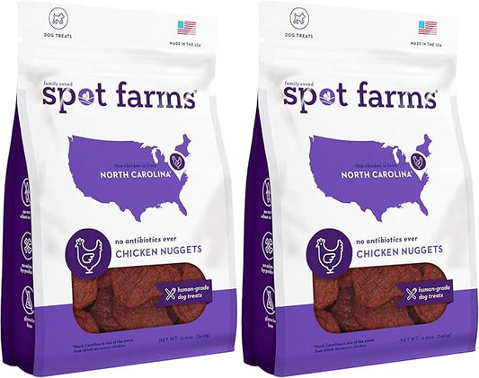spot farms Chicken Nuggets Healthy All Natural Dog Treats Human Grade Grain Free 12 oz (Pack of 2)