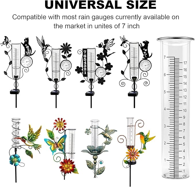 YJFWAL 2Pack 7" Plastic Rain Gauge Replacement Tube, 8.26 x 2.26 inches Cold Resistance Crack Resistance for Outdoor Yard Garden Lawn
