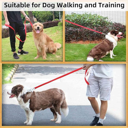 AMAGOOD 6 FT Puppy/ Dog Leash, Strong and Durable Traditional Style Leash with Easy to Use Collar Hook, Great for Small, Medium and Large Dogs (1" x 6 ft, Black and Red (2-Pack))
