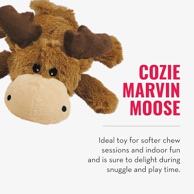 KONG Cozie Marvin Moose & SqueakAir Balls (3 Pack) - Dog Fetch & Chew Toys for Fun - Soft Toy Moose for Indoor Play - Durable Dog Toy Balls for Outdoor Play - for Medium Dogs