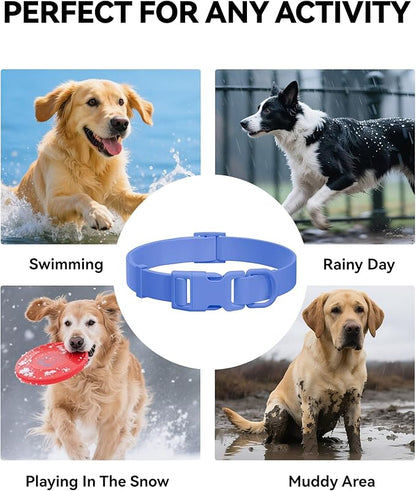 Waterproof Dog Collar, Rubber Adjustable Collars with Quick Release Buckle, Odor-Resistant, Easy to Clean Pet Collars for Small Medium or Large Dogs (Blue, S 9.5-14.1 inch)
