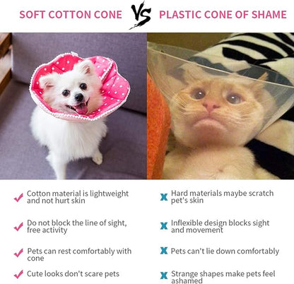Adjustable Dog Cat Cone,Soft Recovery Cat Cone Collar,Dog Protective Collar for Cats Surgery,Pink,Small,Medium (Pink, Medium)