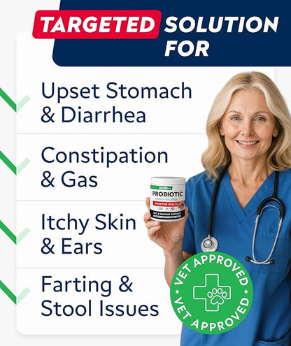 STRELLALAB Dog Probiotics Chews + Enzymes Gut Health Support - Anti Gas, Diarrhea and Upset Stomach Immune Supplement - Digestion Treats with Fiber (180Ct, Chicken)