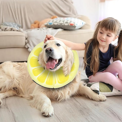 Adjustable Inflatable Dog Cone Collar for Surgery Recovery, Soft Cone for Dogs & Cats, Portable & Washable Dog Donut Collar, Large Cat Cone E Collar (Yellow XL)