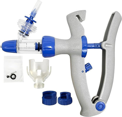 Veterinary Continuous Syringes, Precision Livestock Syringe Gun Adjustable Reusable Animal Injector for Cattle Pig Sheep(F,10ML)