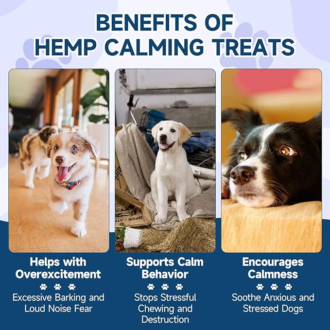 Woyamay Hemp Calming Chews for Dogs, 200 Treats Dog Calming Chews for Anxiety & Stress Relief, Anxiety Relief Treats for Dogs with Hemp Oil, Melatonin Dog Calm Treats for Stress|Sleep|Separation