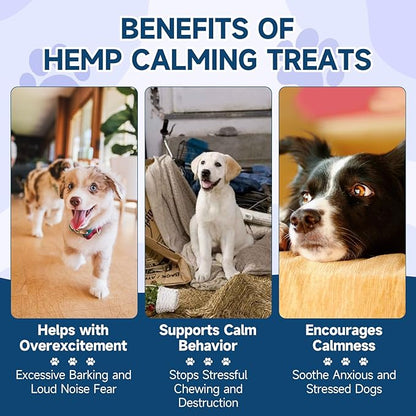 Woyamay Hemp Calming Chews for Dogs, 200 Treats Dog Calming Chews for Anxiety & Stress Relief, Anxiety Relief Treats for Dogs with Hemp Oil, Melatonin Dog Calm Treats for Stress|Sleep|Separation