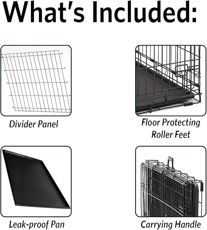 MidWest Homes for Pets Ultima Pro Heavy-Duty 42-Inch Dog Crate, Ultra-Strong Steel Double Door Pet Cage for Large Breeds, Accessories Included
