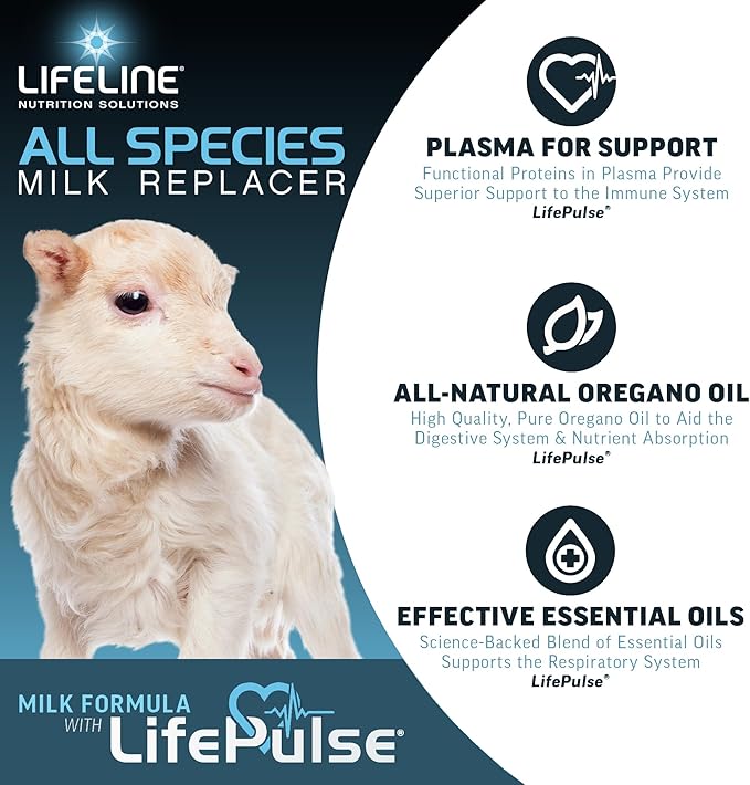 ANNUSO LIFELINE All Species Milk Replacer 26:24, 4lb Bag - Milk Formula with LifePulse - For Kittens, Puppies, Goat Kids, Lambs - Immune, Digestive, Respiratory Support - Easy-Mix Powder