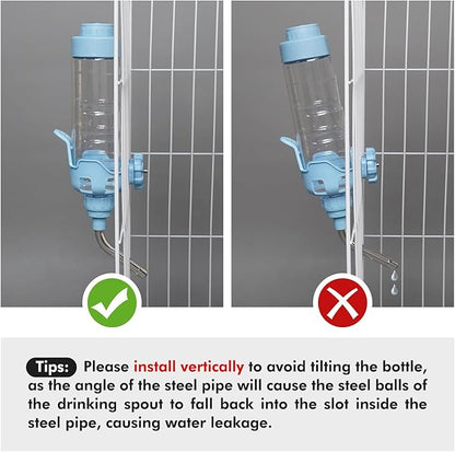 Vannon Dog Water Dispenser for Cage, 20oz Auto Feeding Crate Water Bottle for Dogs, Cats & Rabbits, Pet Nozzle Diameter: 12mm, BPA Free, Blue