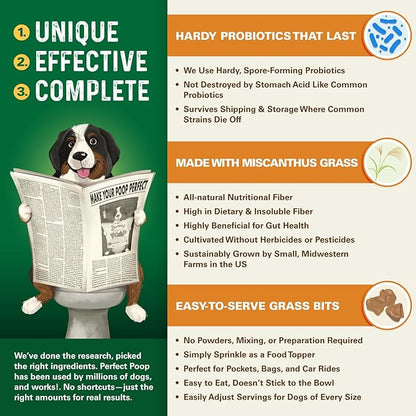 Perfect Poop Digestion & General Health Supplement for Dogs: Fiber, Prebiotics, Probiotics & Enzymes Relieves Digestive Conditions, Optimizes Stool, and Improves Health (Chicken, 4.2)