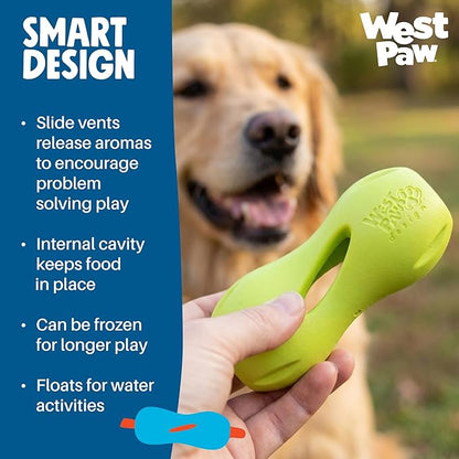 West Paw Zogoflex Qwizl Interactive Treat Dispensing Dog Puzzle Treat Toy for Dogs, Granny Smith, Large