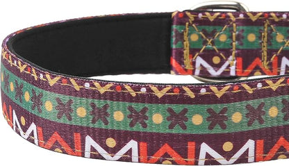 Reflective Dog Collar, Adjustable Soft Neoprene Padded Nylon Pet Collars with Buckle for Puppy and Small Dogs, Cats, Retro Geometric Flowers,L