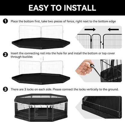 PJYuCien Dog Playpen Top Cover - Fits Most 8 Panels 32 Inch Width Metal Dog Fence Octagonal Pet Pen (Note: Only PlayPen Top Cover, NO PLAYPEN)