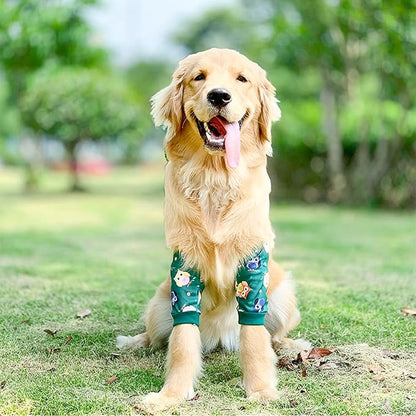HDKUW Dog Elbow Protector, Dog Front Leg Recovery Sleeve for Prevent Licking Wound, Elbow Sleeves with Mesh Pad for Medium Large Dogs Owl 2XL