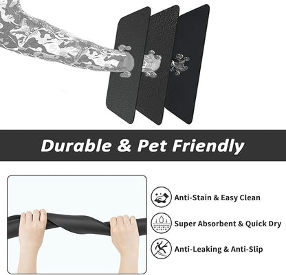 HotLive Dog Food Mat - Absorbent Cat Mat for Food and Water, No Stains Pet Feeding Bowl Mat, Easy to Clean Pet Placemats, Quick Dry Dog Water Dispenser Mat for Messy Drinkers | Black 16"x 24"