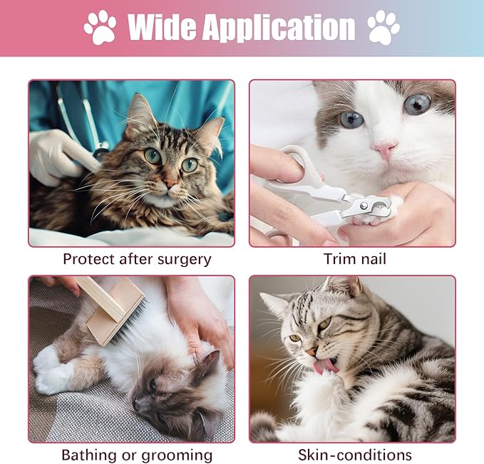 Cat Cone Collar Soft, Comfortable E Collar for Cats After Surgery, Recovery Elizabethan Collar for Cats Kitten to Stop Licking, Pink M