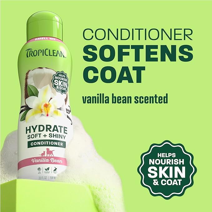 TropiClean Dog Conditioner, Easy Detangling & Moisturizing Conditioner, Puppy Safe, Made in the USA, Kiwi & Cocoa Butter Scent, 20oz.