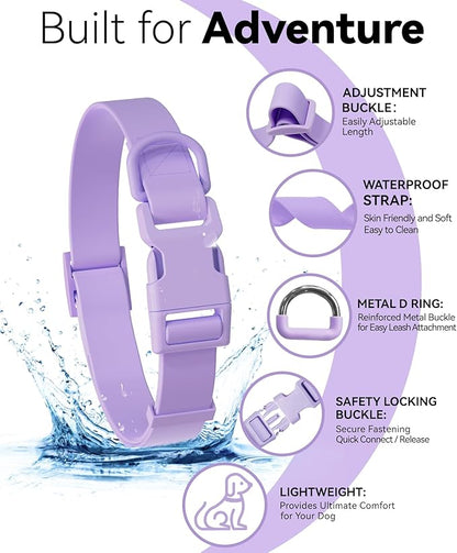Waterproof Dog Collar, Rubber Adjustable Collars with Quick Release Buckle, Odor-Resistant, Easy to Clean Pet Collars for Small Medium or Large Dogs (Purple, M 11.8-18.5 inch)