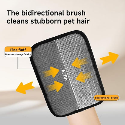NVNAN 2-in-1 Pet Grooming Glove & Fabric Hair Remover - Reusabie, Silicone Massage Bristles,Static Adhesion for Quiuck Shedding Control,Safe for Dogs & Cats