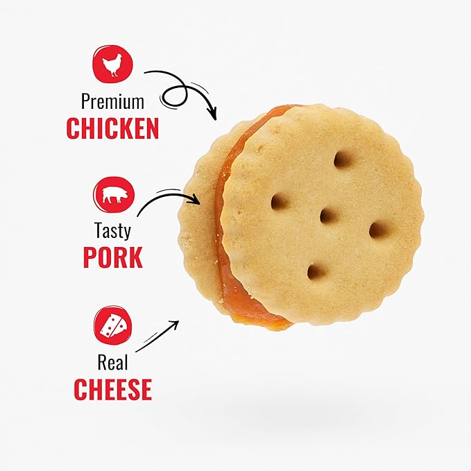 Good 'n' Tasty Triple Flavor Stacks with Cheese, 9 Ounces, Bite Sized Snacks for Dogs with Premium Chicken and Real Cheese
