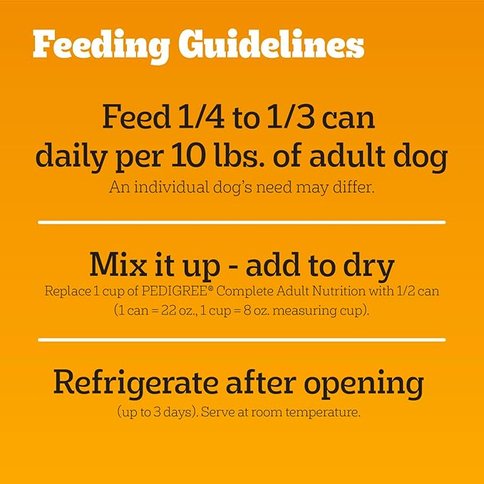 Pedigree Chopped Ground Dinner Adult Soft Wet Dog Food Bacon & Cheese Dinner, Canned Dog Food, 22 oz. Cans, 12 Count