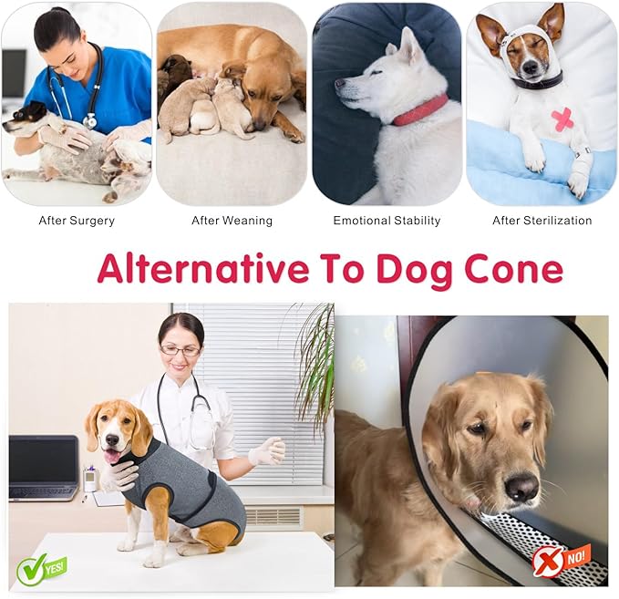 Idepet Dog Recovery Suit for Dogs After Surgery,Onesie Dogs Surgery Suit Female Male Soft Breathable Pet Bodysuit E-Collar & Cone Alternative Surgical Spay Suit Abdominal Anti Licking Wounds (XL)