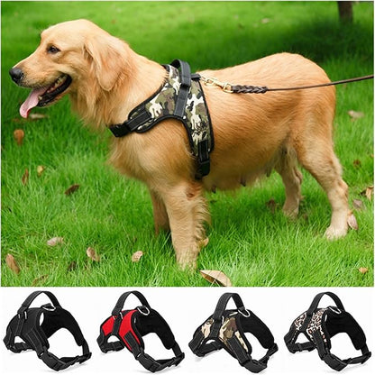 Oxford Cloth Dog Harness Leash Set for Large Medium Small Dogs Adjustable Reflective Harness for Dog(Red,-M)