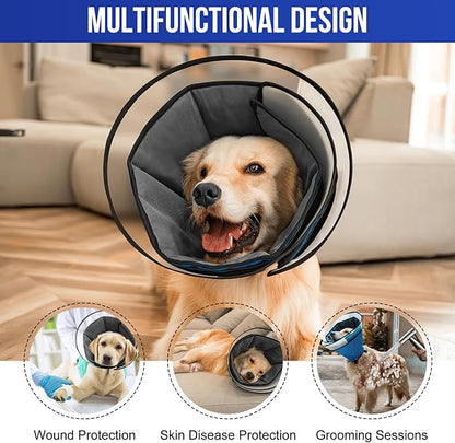OneTigris Elizabethan Collar Soft Dog Cone for Dogs After Surgery, Breathable Pet Recovery Collar for Large Medium Small Dogs and Cats, Adjustable Dog Cone Collar (Blue, M)