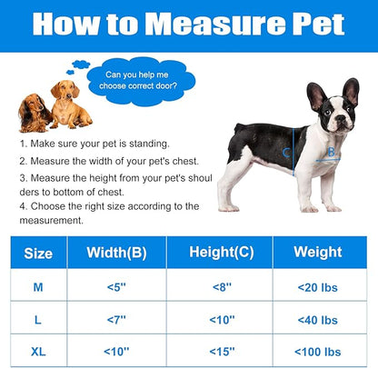 Pet Door, Durable Plastic Dog Door, 6.5”x 9.25” Inner Frame for Small Dog and Pets, Easy DIY Installation, Suitable for Interior and Exterior Doors, Screen and Wall, White Doggie Door