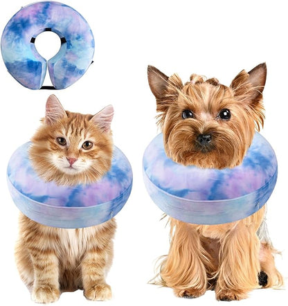 Inflatable Dog Cone Collar for Dogs and Cats, Dog Neck Collar Recovery E Collar Alternative After Surgery, Elizabethan Collar Alternatives for Dogs Recovery (Purple Blue, M+)