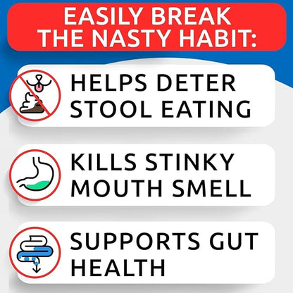 No Poo Chews for Dogs - Coprophagia & Stool Eating Deterrent with Probiotics, Digestive Enzymes & Breath Aid Support