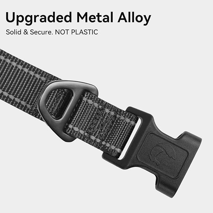 Joytale Reflective Dog Collar,Soft Neoprene Padded Breathable Nylon Pet Collar Adjustable for Extra Large Dogs,Black,XL