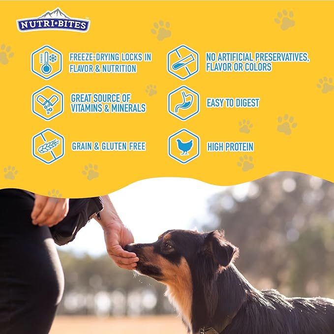 Nutri Bites Freeze Dried Chicken Liver Dog & Cat Treats, Single Ingredient High Protein Pet Treats, 15 oz